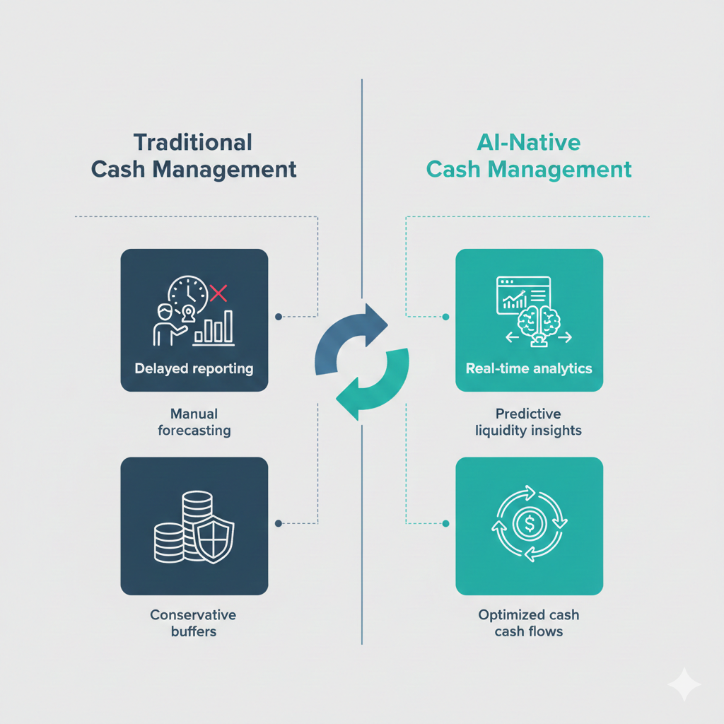 Traditional v/s AI-Native Cash Management.
